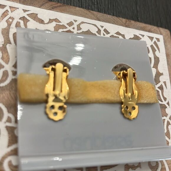 Carol Dauplaise NWT Geometric Clip-On Earrings - Navy Blue Gold - Bold Modern - Picture 5 of 5